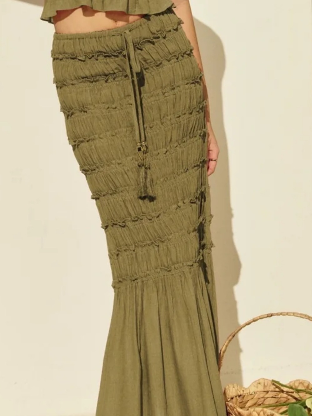 Dress Forum Sm/Med “Leah” Smocked Textured Mermaid Hem Maxi Skirt NWT